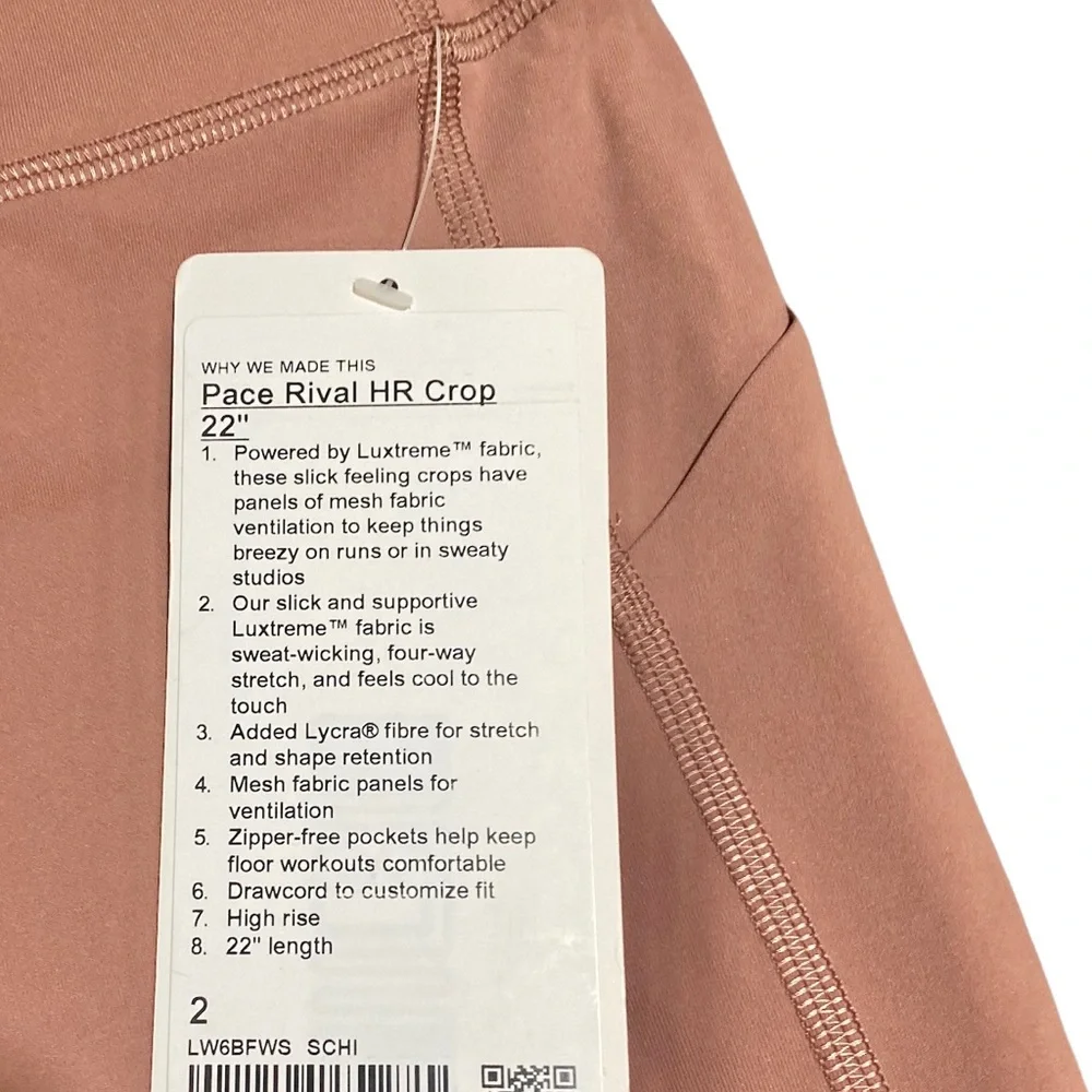 GUC 2 Lululemon Pace Rival crop 22” in Spiced Chai - Picture 5 of 7